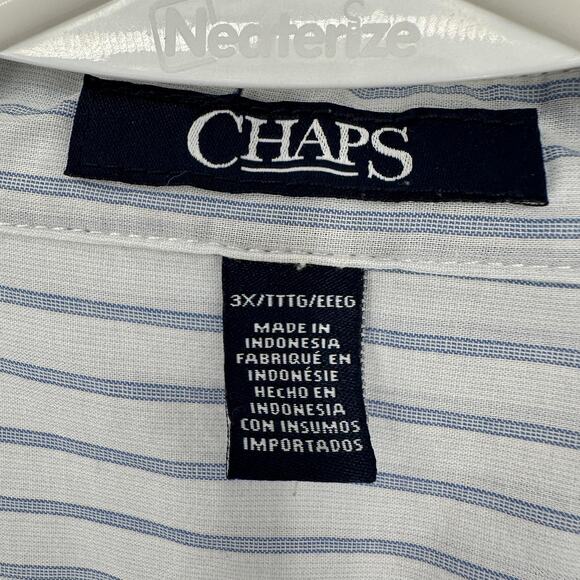Chaps Shirt Womens 3X Blue White Stripe Embroidered Button Front Long Sleeve - Picture 5 of 9